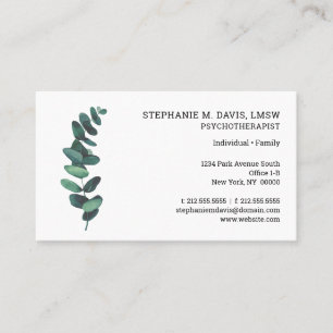 Eucalyptus Business Card für moderne Psychotherape Visitenkarte