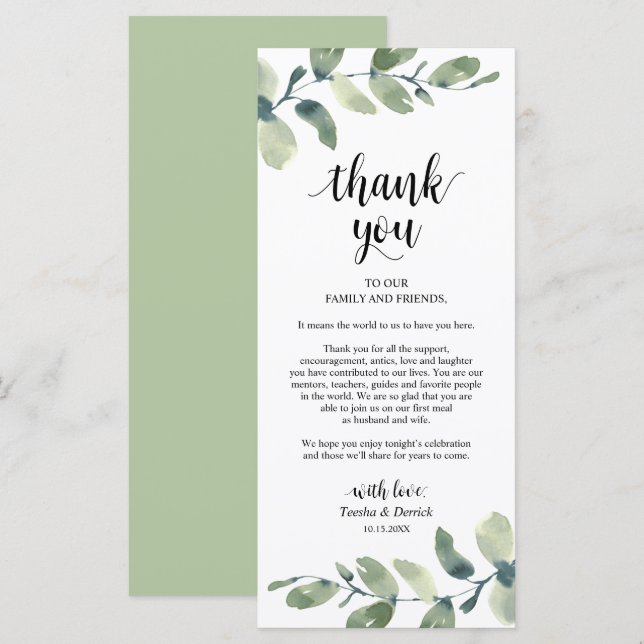 Eucalyptus Cadre Carte de remerciements (Devant / Derrière)