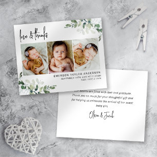 Eucalyptus Calligraphy New Baby Danke Karte