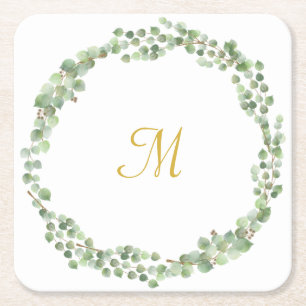 EUCALYPTUS CARRÉ BLANC PAPIER 2 DESSOUS DE VERRE