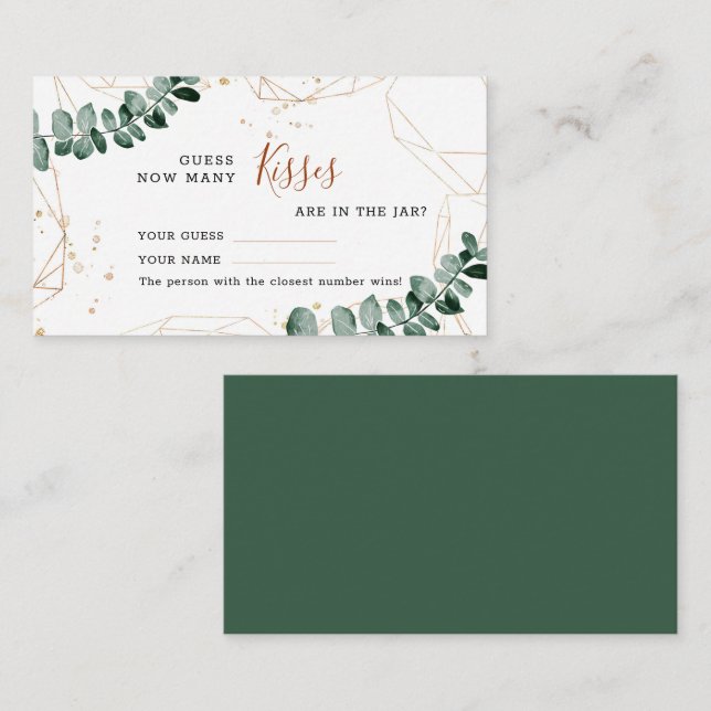 Eucalyptus | Combien de baisers Mariage Carte de j (Devant / Derrière)