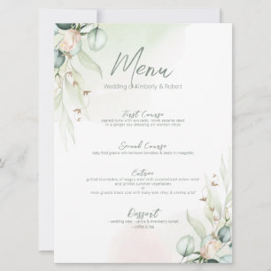 Eucalyptus Cotton Bouquet Wedding Diner Manu Einladung