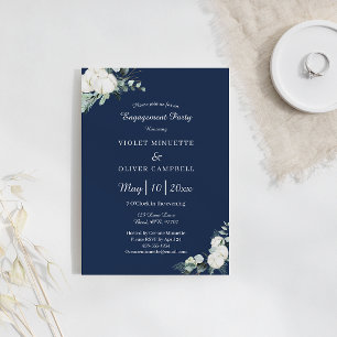 Eucalyptus Cotton Navy Moderne v2 Engagement Party Einladung