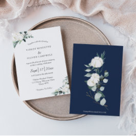 Eucalyptus Cotton | White Modern Wedding Einladung