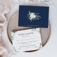Eucalyptus Cotton | White Modern Wedding RSVP Card