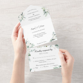 Eucalyptus Cotton | White Modern White UAWG All In One Einladung