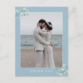 Eucalyptus Dusty Blue Wedding Foto Vielen Dank Postkarte