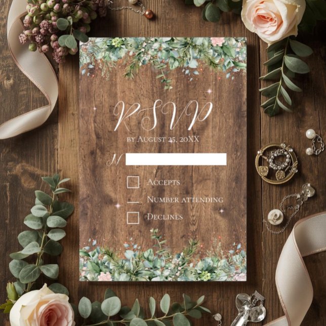 Eucalyptus Dusty Rose RSVP Card | Greenery Floral Einladung (Von Creator hochgeladen)