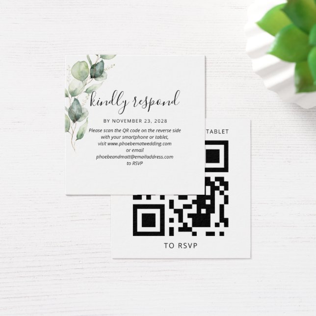 Eucalyptus Elegant QR Code Site Mariage RSVP (Bureau)
