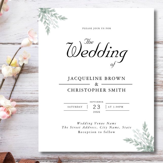 Eucalyptus Elegant Wedding Invitation Flyer (Von Creator hochgeladen)