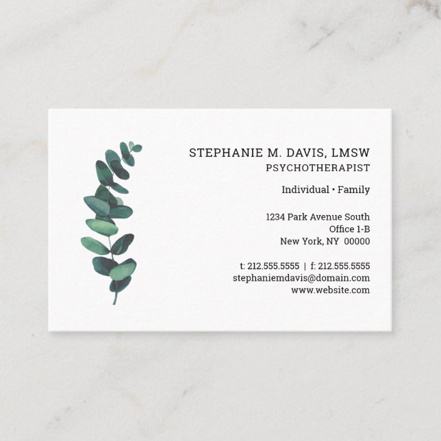 Eucalyptus European Business Card Visitenkarte (Vorderseite)