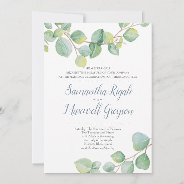 Eucalyptus Faire-part de mariage (Devant)