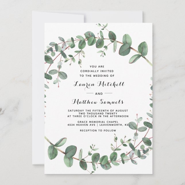 Eucalyptus Faire-part de mariage (Devant)