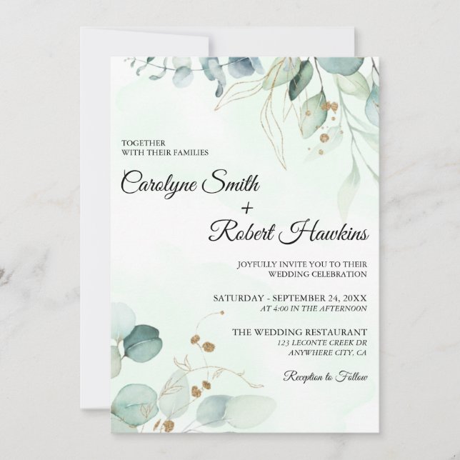 Eucalyptus Faire-part de mariage de verdure (Devant)