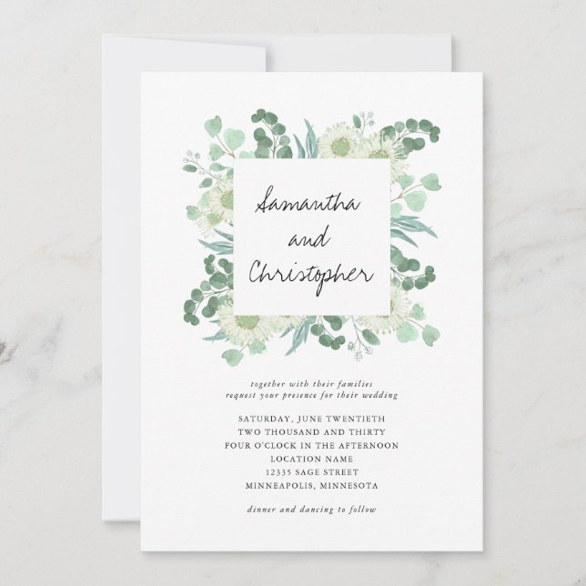 Eucalyptus Faire-part de mariage végétale (Devant)