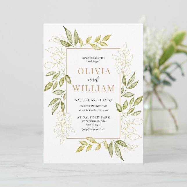 Eucalyptus faire-part de mariage, vert imprimable (Debout devant)