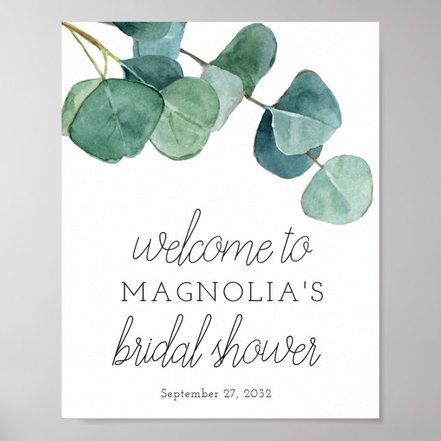 Eucalyptus Fête des mariées Affiche de bienvenue (Devant)