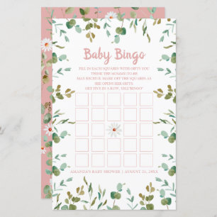 Eucalyptus Feuille Baby shower bébé Bingo