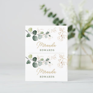 Eucalyptus Feuille Gold Floral Place carte