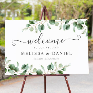 Eucalyptus Feuille Mariage Affiche de bienvenue