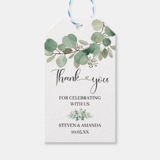 Eucalyptus feuille verdure merci étiquettes cadeau (Devant)