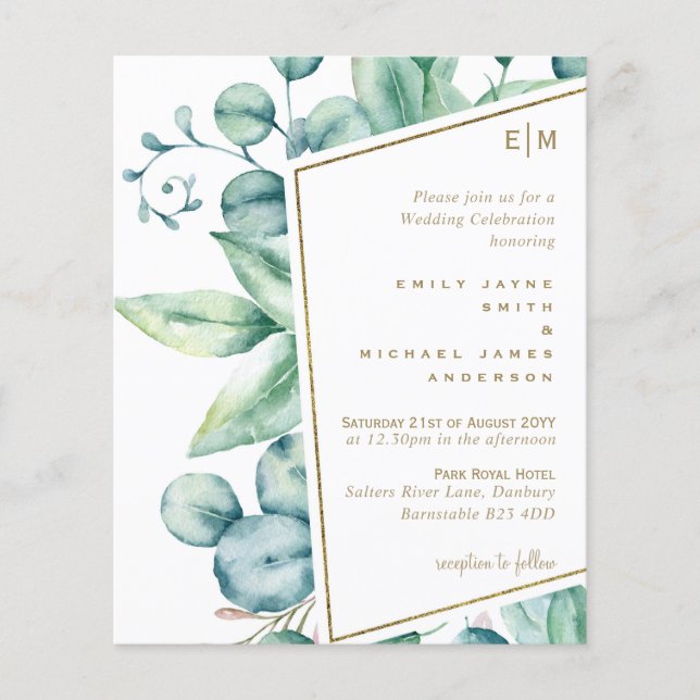 Eucalyptus Feuille Verdure naturelle Mariage Chic (Devant)