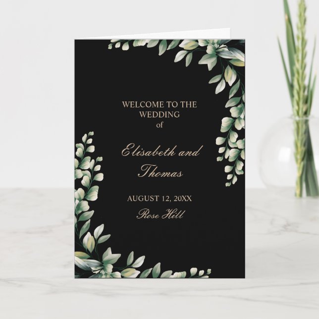 Eucalyptus feuilles programme de mariage moderne (Devant)