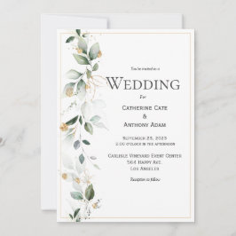 Eucalyptus Floral Faire-part de mariage or