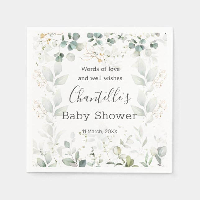 Eucalyptus Foliage Baby Shower Serviette (Vorderseite)