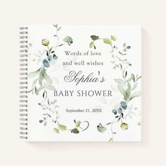 Eucalyptus Foliage Baby Showroom Gästebuch Notizbuch (Vorderseite)