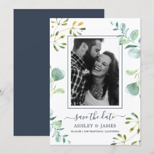Eucalyptus Foliage Blue Botanic Save the Date Einladung