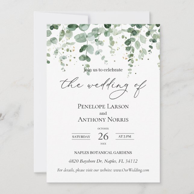Eucalyptus Foliage Faire-part de mariage (Devant)
