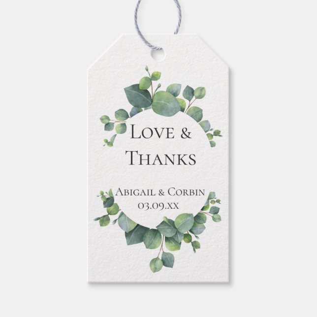 Eucalyptus Foliage Gastgeschenk Hochzeit Vielen Da Geschenkanhänger (Vorderseite)