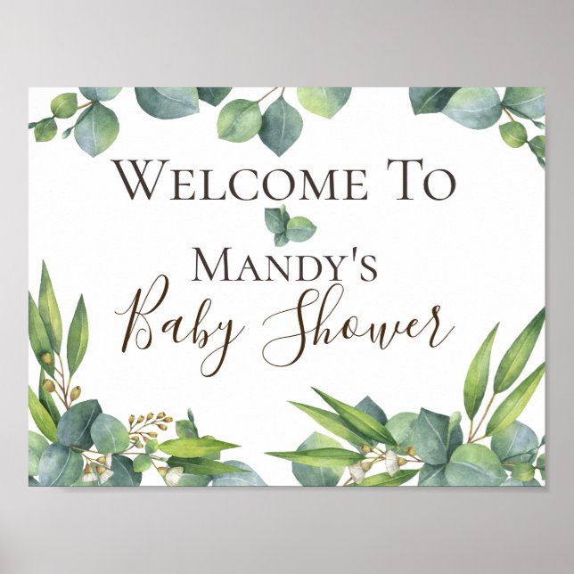 Eucalyptus Foliage Personalisiertes Babyduschzeich Poster (Vorne)