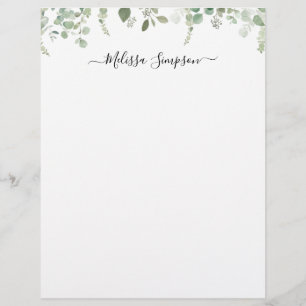 Eucalyptus foliing personalisierter Name Briefbogen