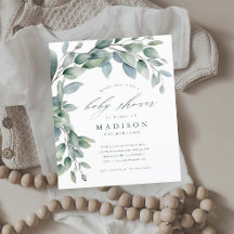 Eucalyptus Gender Nuetral Baby Shower Invitations