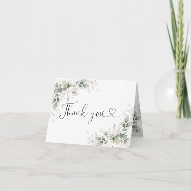 Eucalyptus Gold Baby Dusche Danke Karte (Vorderseite)