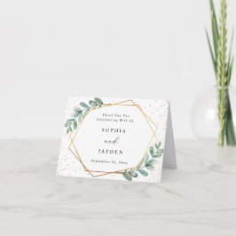 Eucalyptus Gold Geometric Wedding Dankeskarte