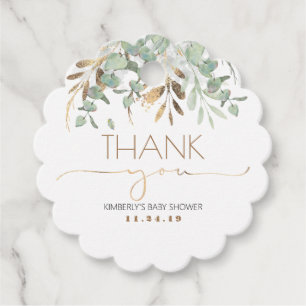 Eucalyptus Gold Greenery Baby Shower Vielen Dank Geschenkanhänger