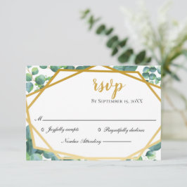 Eucalyptus Gold Rustic Wedding Carte RSVP