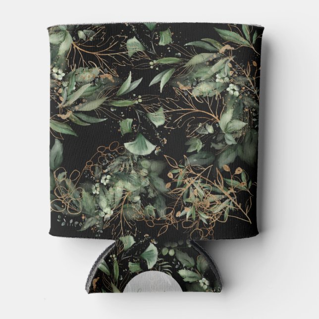 Eucalyptus Golden Boho Elegant Onyx Black Wedding Dosenkühler (Vorderseite)