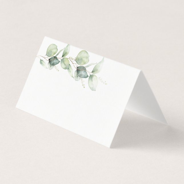 Eucalyptus Green Botanical Mariage Carte Place (Front)