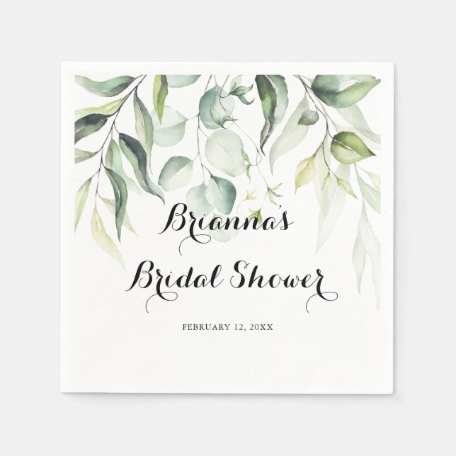 Eucalyptus Green Brautparty Napkins Serviette (Vorderseite)
