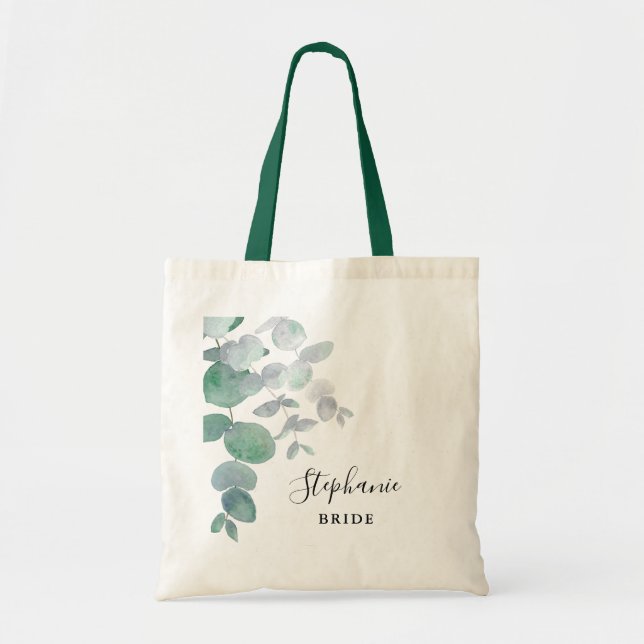 Eucalyptus Green Bride Sac fourre-tout personnalis (Devant)