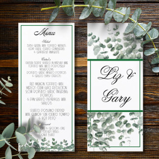 Eucalyptus Green Elegant Botanical Boho Menu