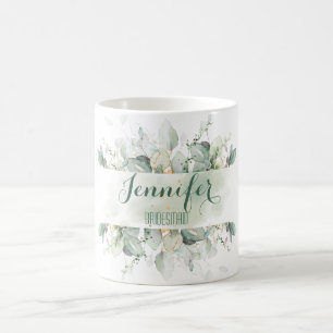 Eucalyptus Green Feuilles Custom Bridesmaid Mug