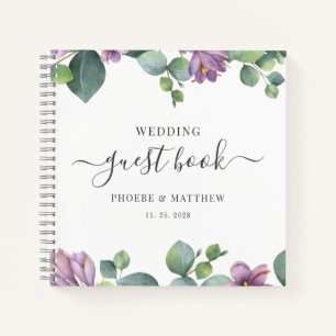 Eucalyptus Green Purple Mariage Livre d'hôtes