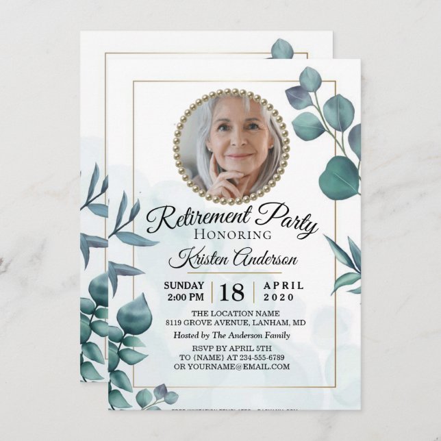 Eucalyptus Green Retraite Party Invitation (Devant / Derrière)