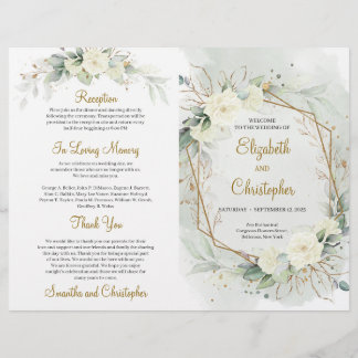 Eucalyptus Green roses blanches Programme Or