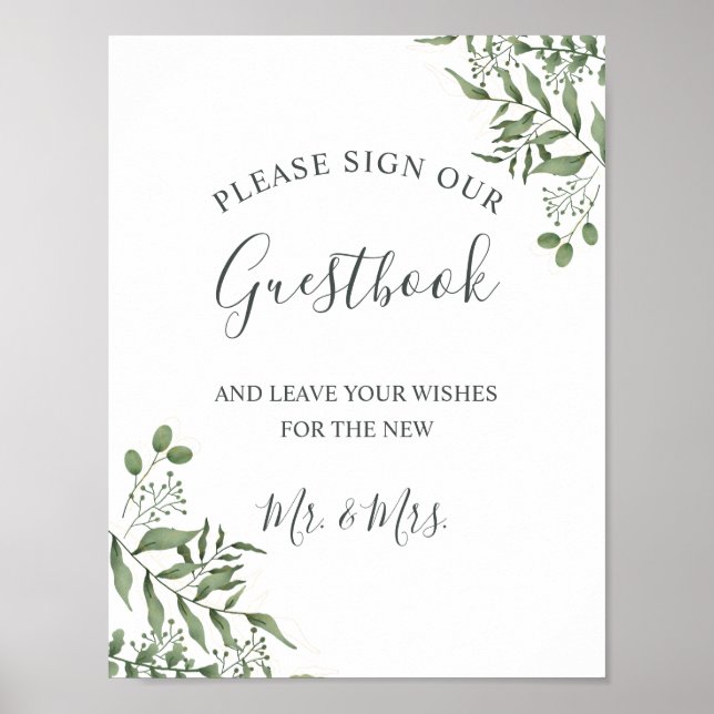 Eucalyptus Green Succulent Mariage Livre d'or (Devant)